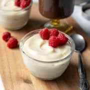 Close up of vanilla pudding made with homemade dry pudding mix.