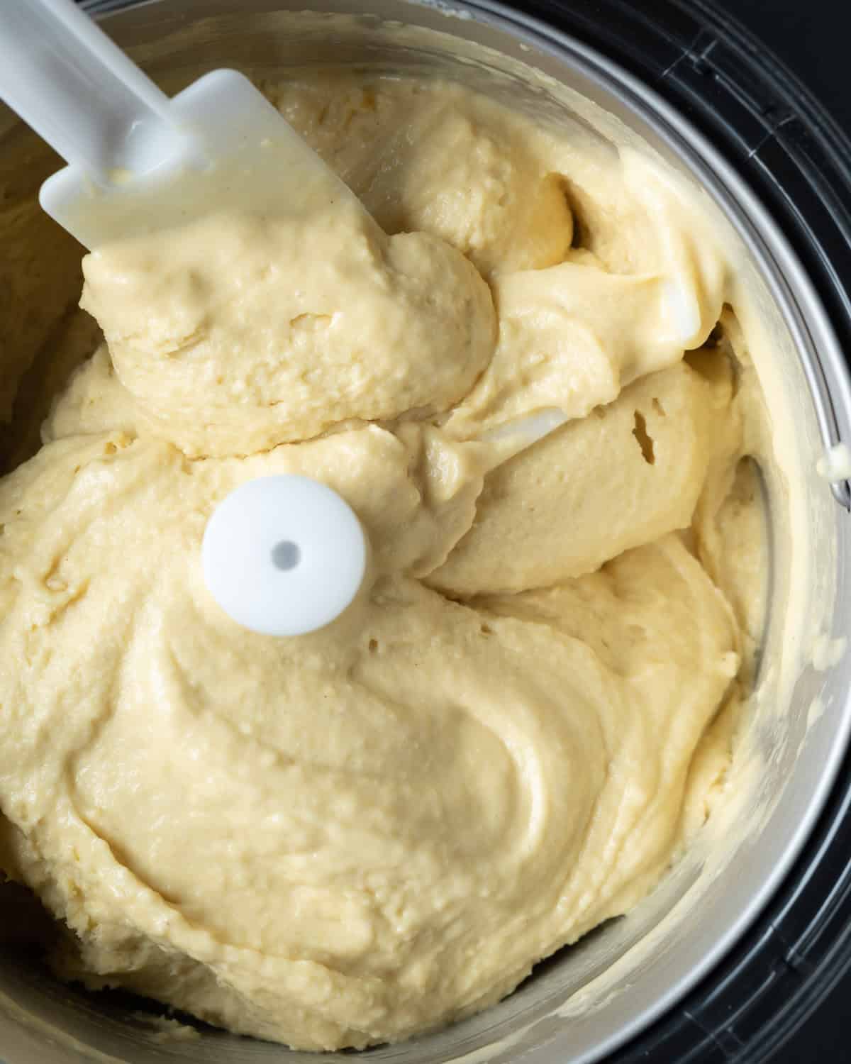 Churning the vegan corn ice cream base in a Whynter ice cream maker.